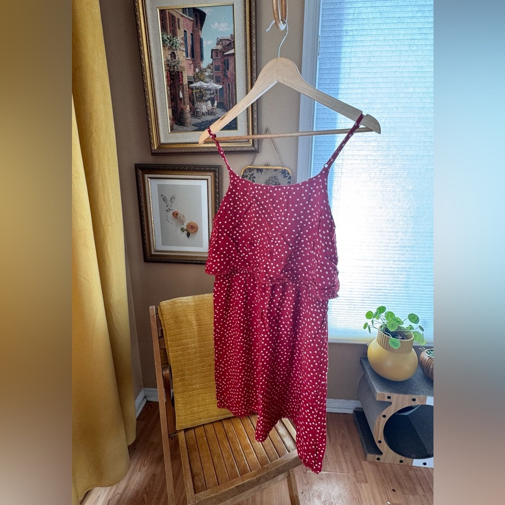 Vintage Layered and Frills Summer Dress in Red & White Polka Dots
